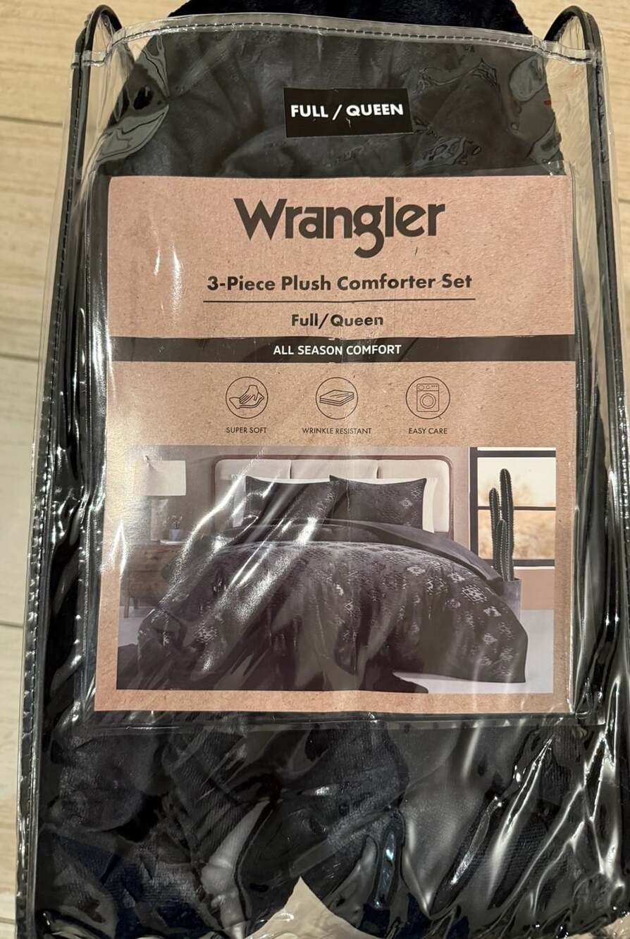 Wrangler 3-Piece Plush Comforter Set Full/Queen Black